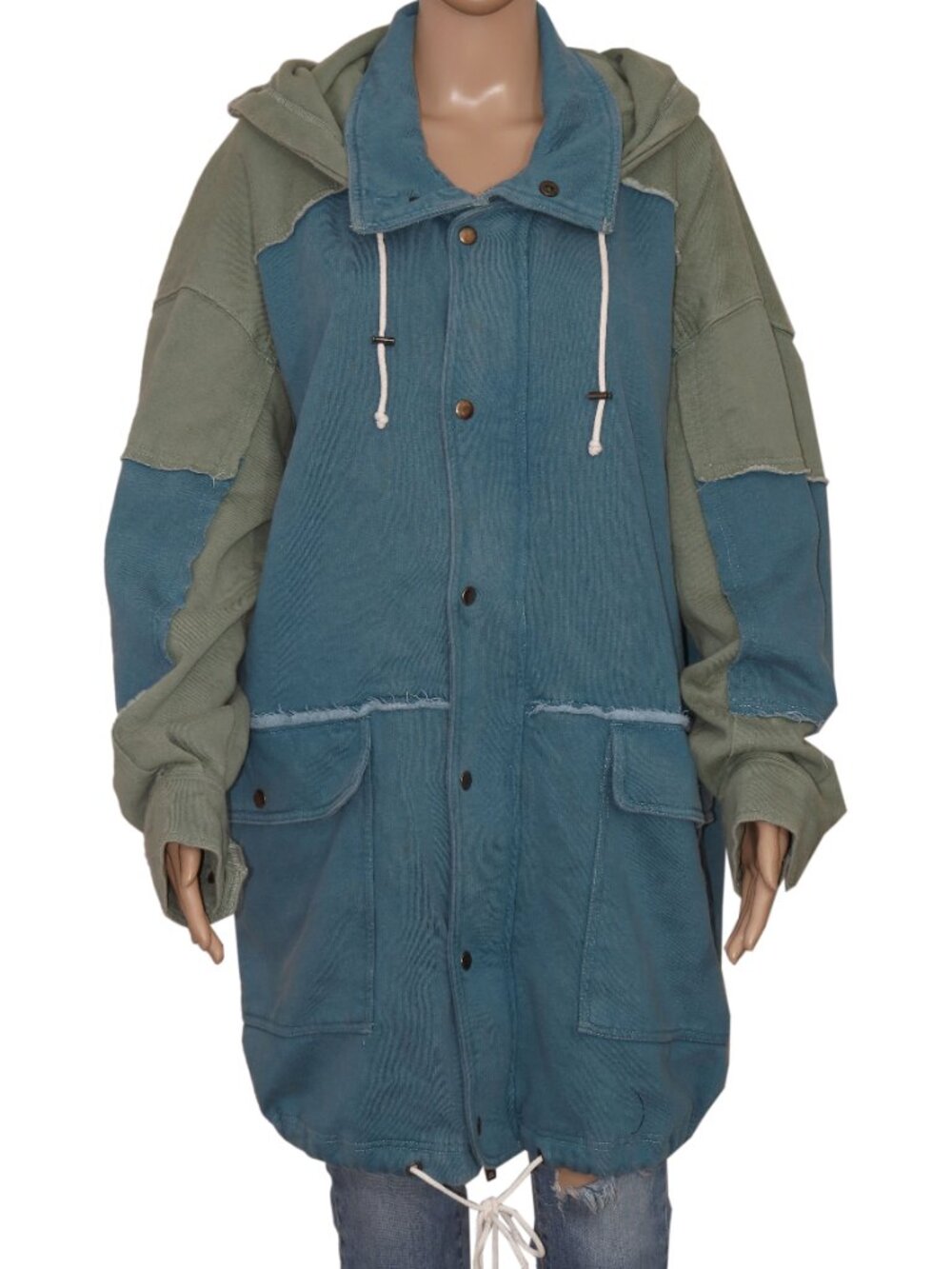 Free People Radio Cardi Hoodie Sweatshirt Jacket Oversized Pocket Drawstring XL - Picture 4 of 8